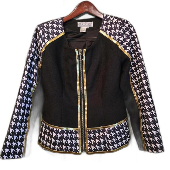 Dorinda Clark-Cole Rose Collection Black and Houndstooth Jacket - Size 8 - Picture 1 of 5